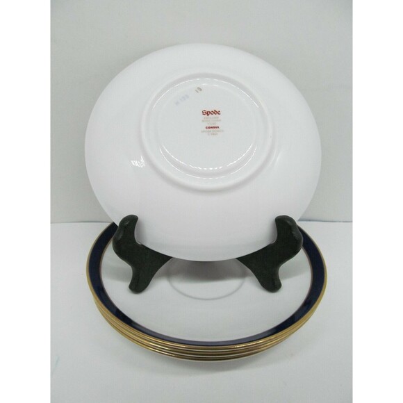 Spode Consul Cobalt Bone China 5 3/4" Saucers Set Of  4 Saucers - Picture 9 of 12